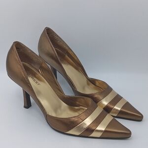 Nine West Bronze and Gold Heels